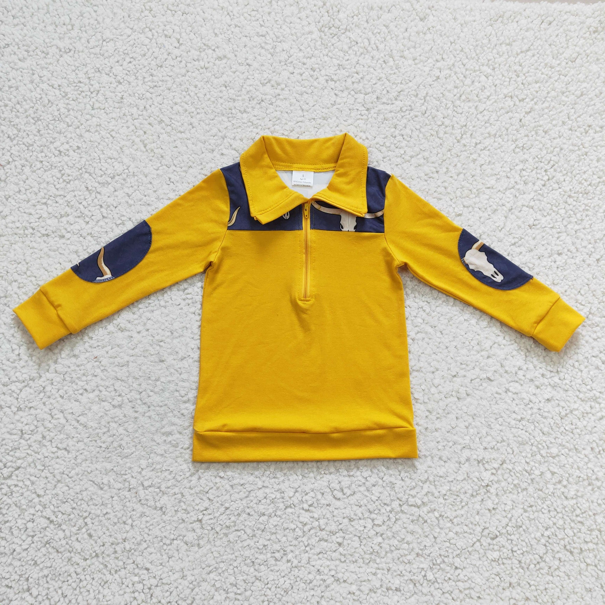 BT0124 kids clothes boys yellow zipper top shirt-promotion 2024.12.28 $4.5