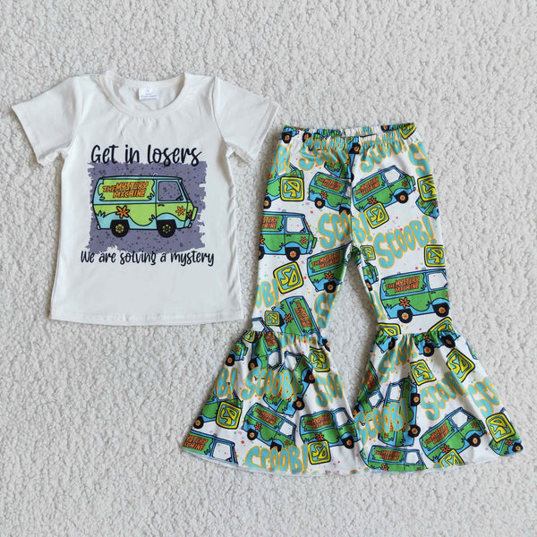E8-2 girls outfits get in losers short sleeve green spring fall set
