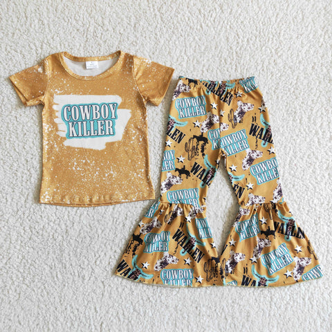 C3-28 kids clothing cowboy yellow short sleeve fall spring set-promotion 2024.5.13 $2.99