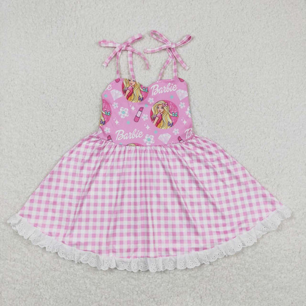 GSD0526 RTS  baby girl clothes cartoon pink girl summer dress party dresses