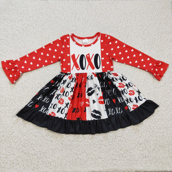 GLD0174 kids clothes girls twirl valentines day dress