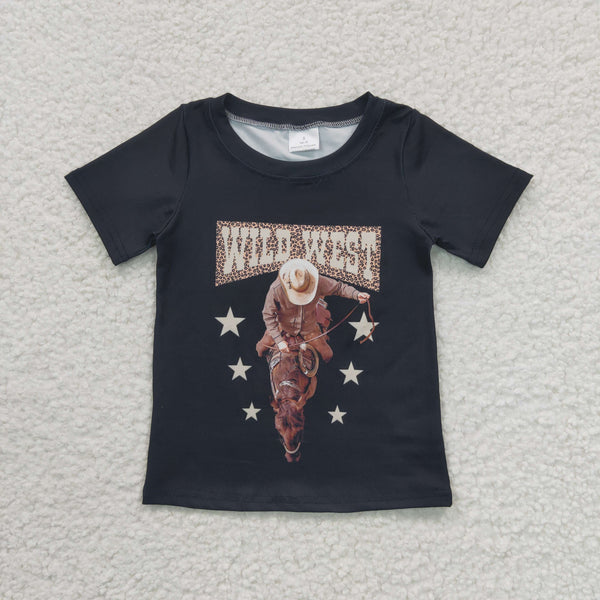 GT0152 kids clothes wild west black summer tshirt