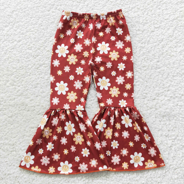 P0206 RTS toddler girl clothes floral girl bell bottom pant