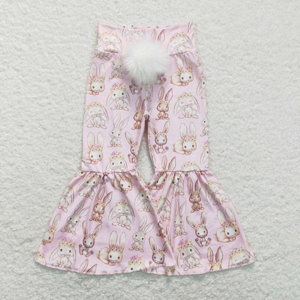 P0387 toddler girl clothes bunny pink girl bell bottom pant  flare pant baby easter clothes