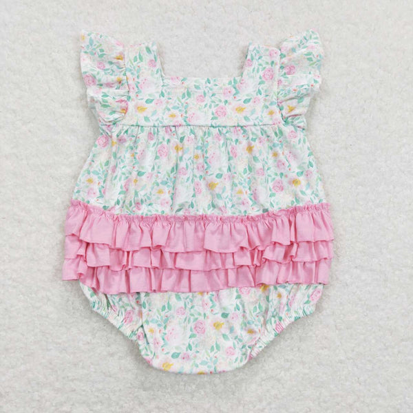 SR0805 baby girl clothes girl summer bubble baby summer clothes floral  flower romper