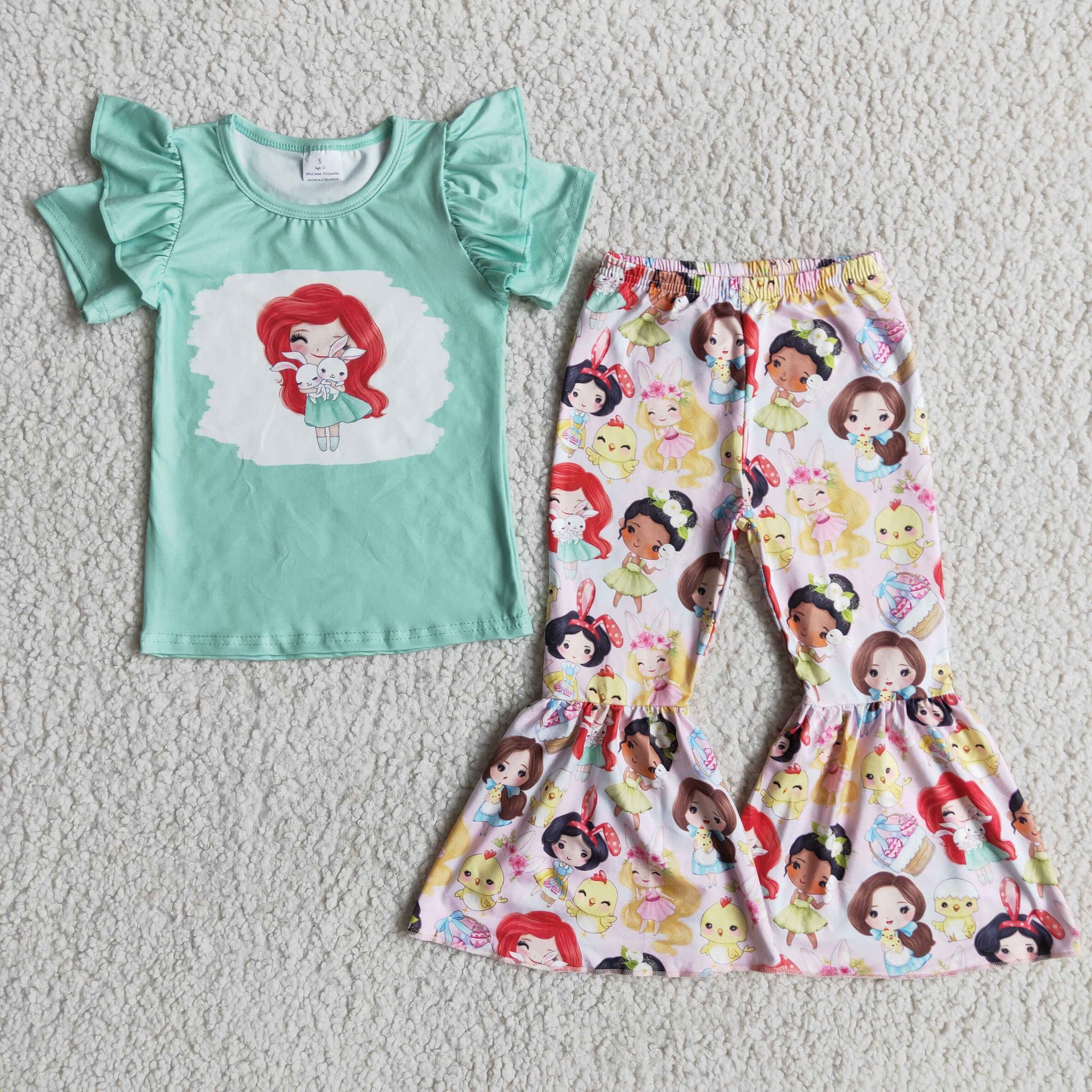 D3-4 girl cartoon easter short sleeve fall spring set--promotion 2025.3.8 $2.99