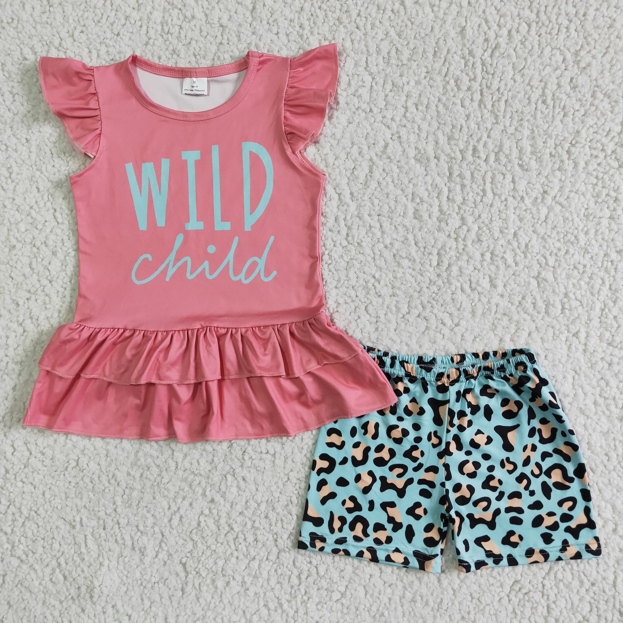 GSSO0036 girl clothes wild child leopard summer set-promotion 2024.5.11 $5.5