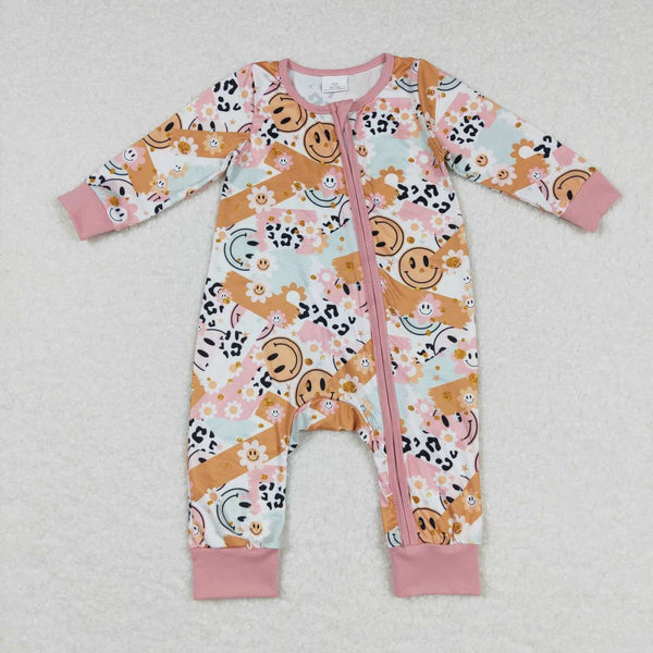 LR0684 baby girl clothes smile  zipper winter romper