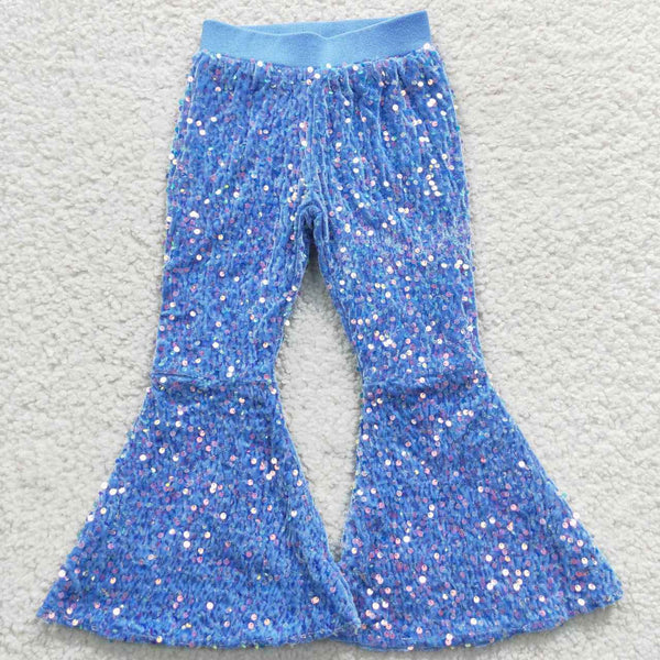 RTS toddler clothes matching clothing solid color print girl sequins bell bottom pant-2025.11.4