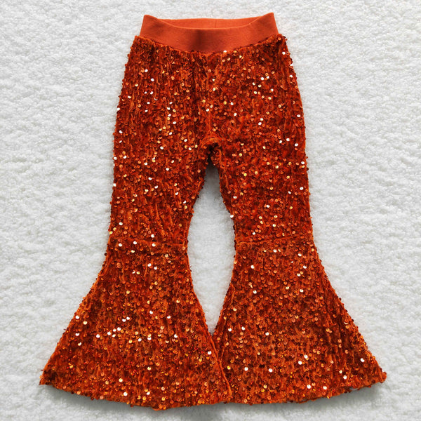 RTS toddler clothes matching clothing solid color print girl sequins bell bottom pant-2025.11.4