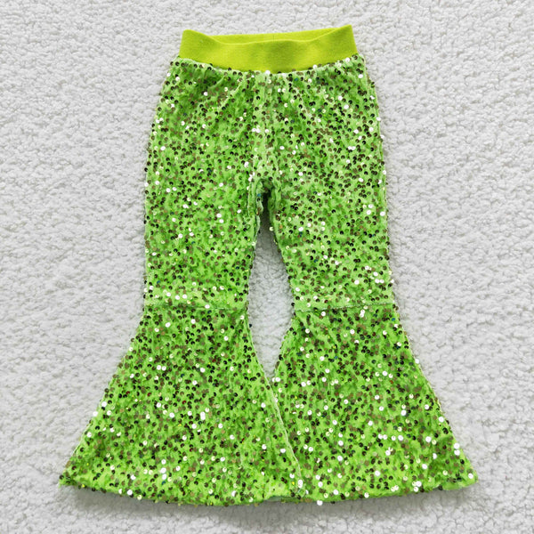 RTS toddler clothes matching clothing solid color print girl sequins bell bottom pant-2025.11.4