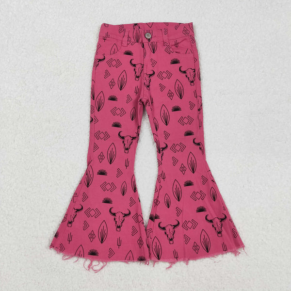 P0159 kids clothes girls cactus bell bottom jeans flare pant
