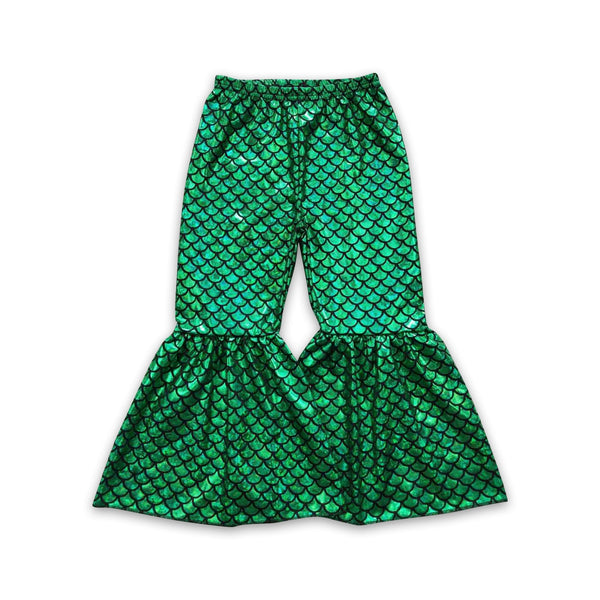 P0250 toddler girl bell bottom mermaid scales girl bell pant girl flare pant