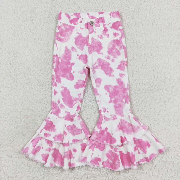 P0406 RTS baby girl clothes pink bell bottom jeans