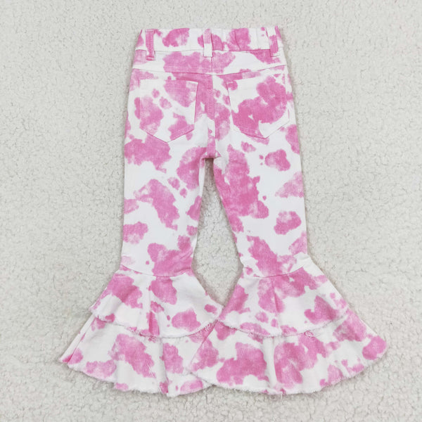 P0406 RTS baby girl clothes pink bell bottom jeans