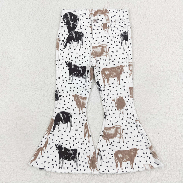 P0452 RTS baby girl clothes milk cow girl bell bottom pant