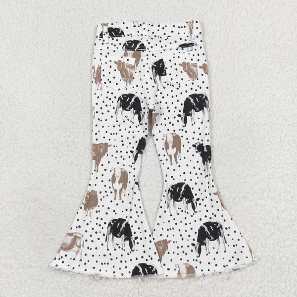 P0452 RTS baby girl clothes milk cow girl bell bottom pant