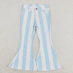 P0469 RTS baby girl clothes blue blue stripes girl bell bottom pant jeans pant