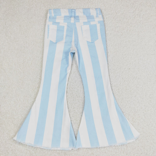 P0469 RTS baby girl clothes blue blue stripes girl bell bottom pant jeans pant