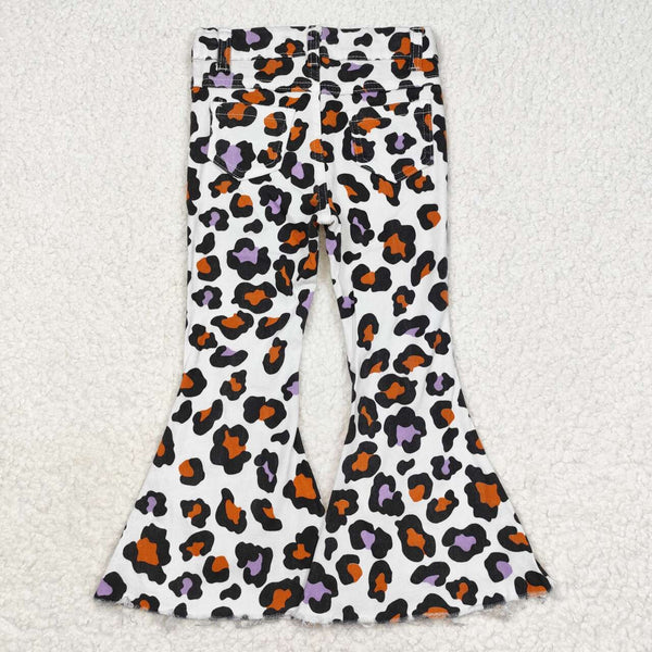 P0470 RTS baby girl clothes leopard print girl bell bottom pant jeans pant