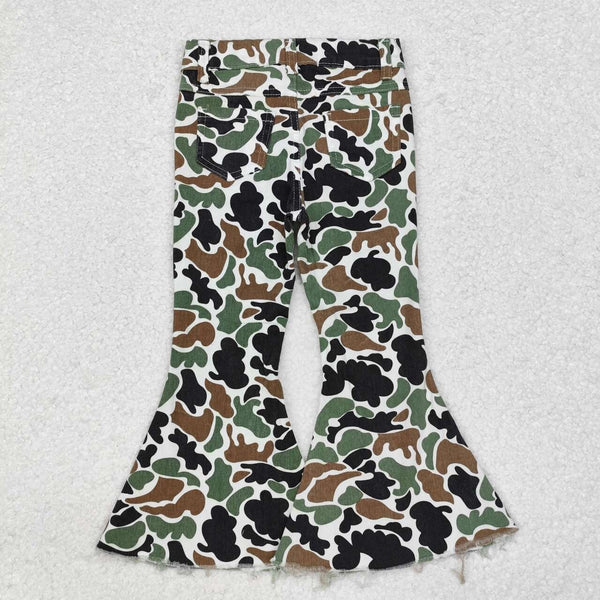 P0582 RTS baby girl clothes camouflage girl bell bottom pant jeans pant