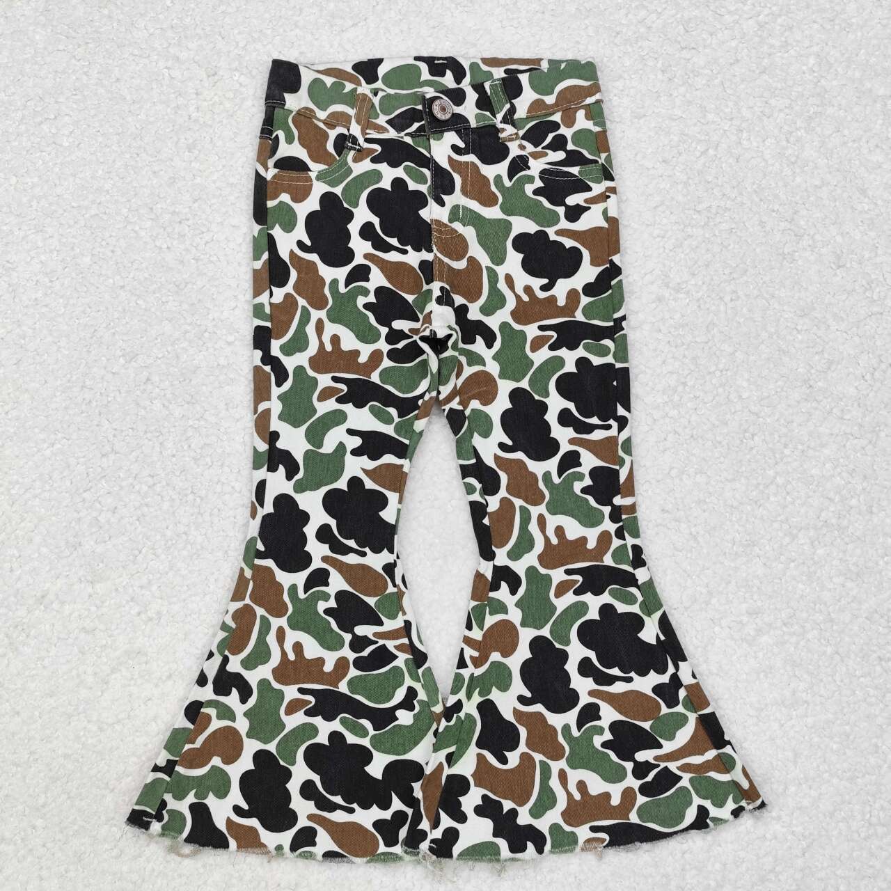 P0582 RTS baby girl clothes camouflage girl bell bottom pant jeans pant