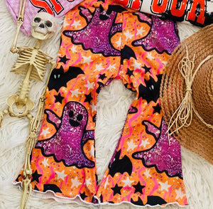 P0609 RTS baby girl clothes spooky girl halloween bell bottoms pant