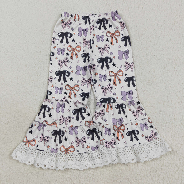 P0783 RTS girl clothes bows girl bell bottom pant halloween pant