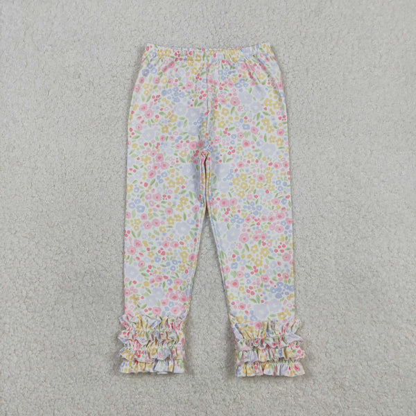 P1005 RTS baby girl clothes floral ruffles pants girl winter pant bottoms