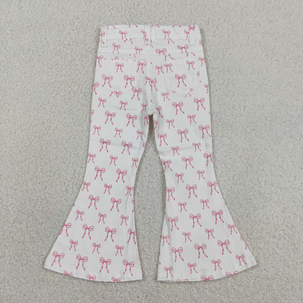 P1042 RTS girl clothes pink bow girl bell bottoms pant jeans winter pant