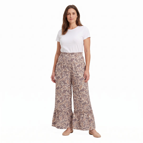 RTS P1053 women clothes camo print wide leg yoga pant