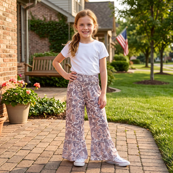 RTS P1056 baby girl clothes camo print flare yoga pant