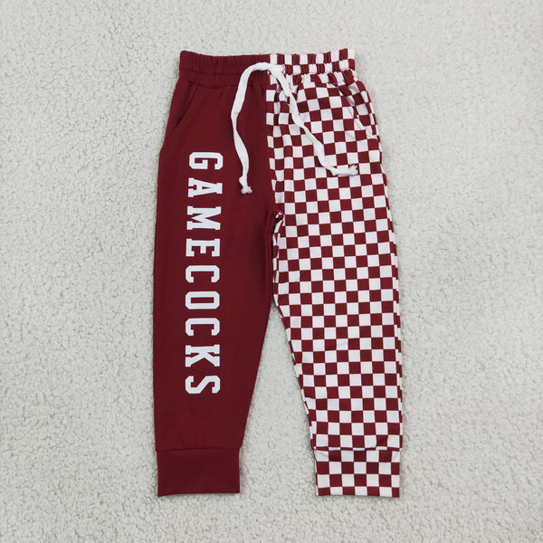 RTS P1064 baby boy clothes gamecocks vinyl print checkered pant
