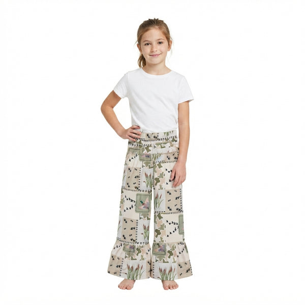 RTS P1067 baby girl clothes block print flare pant