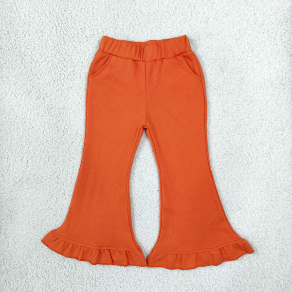 RTS P1073 toddler girl clothes solid ruffle flare long pants
