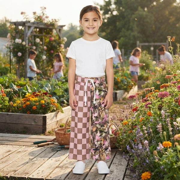 RTS P1093 baby girl clothes plaid leaves winter pant Wide-leg pants