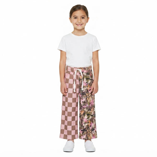 RTS P1093 baby girl clothes plaid leaves winter pant Wide-leg pants