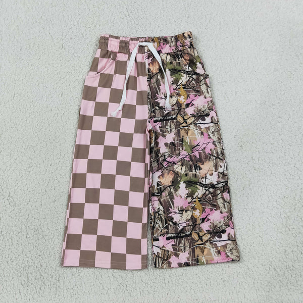 RTS P1093 baby girl clothes plaid leaves winter pant Wide-leg pants