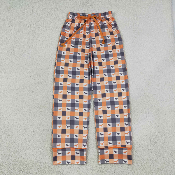 RTS P1095 women halloween gingham bat print clothes drawstring long pajama pant