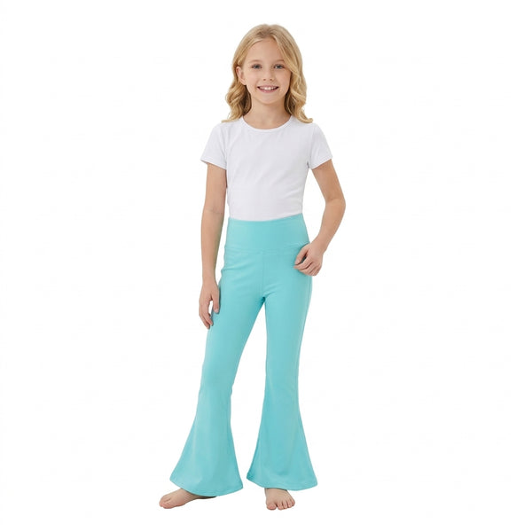 RTS P1099 toddler girl clothes solid yoga print flare pants sports clothes winter bottom