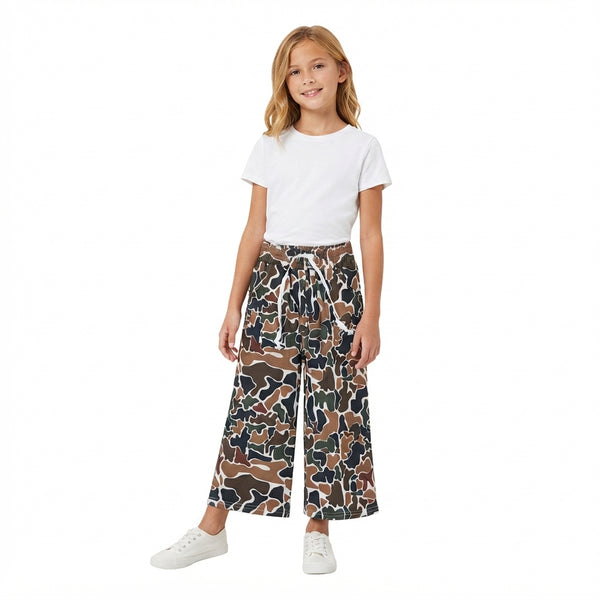 RTS P1104 baby girl clothes school camo wide leg yoga pant winter bottom