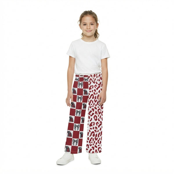 RTS P1123 baby girl clothes santa leopard mixed print wide leg pant