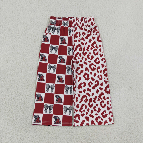 RTS P1123 baby girl clothes santa leopard mixed print wide leg pant