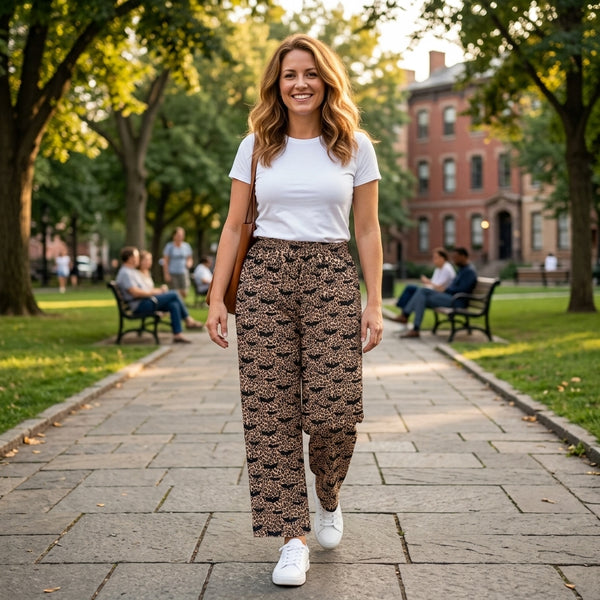 RTS P1129 women clothes halloween print wide leg pant
