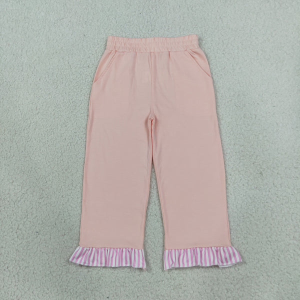 RTS P1151 baby girl clothes solid gingham ruffle print long pant