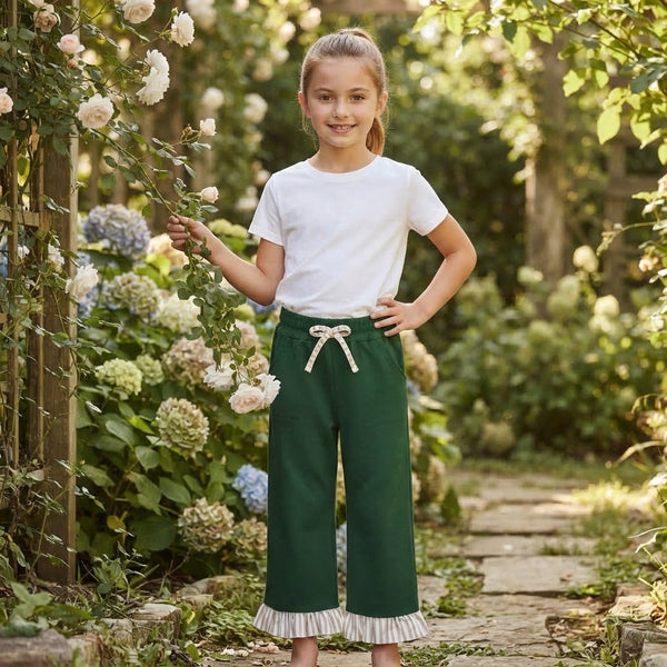 RTS P1154 baby girls clothes solid print flare pant