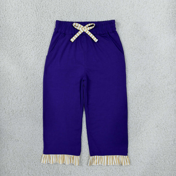 RTS P1155 toddler girl clothes solid purple ruffle long pants