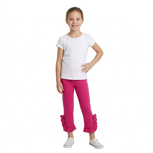 RTS P1161 toddler girl clothes solid ruffle long pants