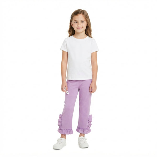 RTS P1162 baby girl clothes solid gingham ruffle print long pant