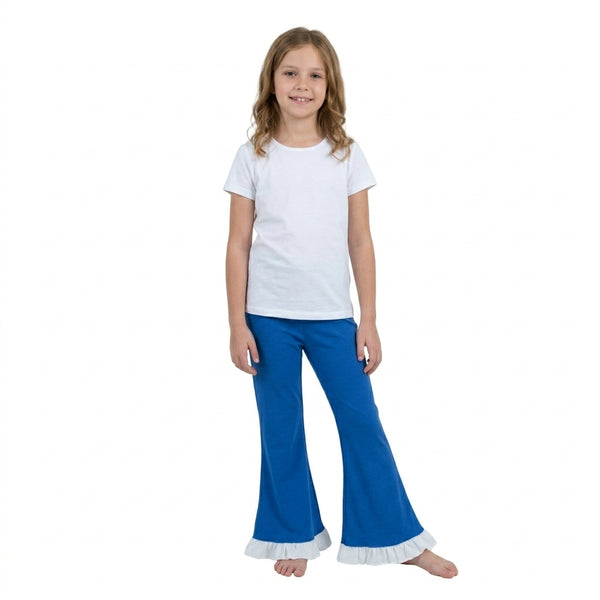 RTS P1170 toddler girl clothes solid ruffle flare pants